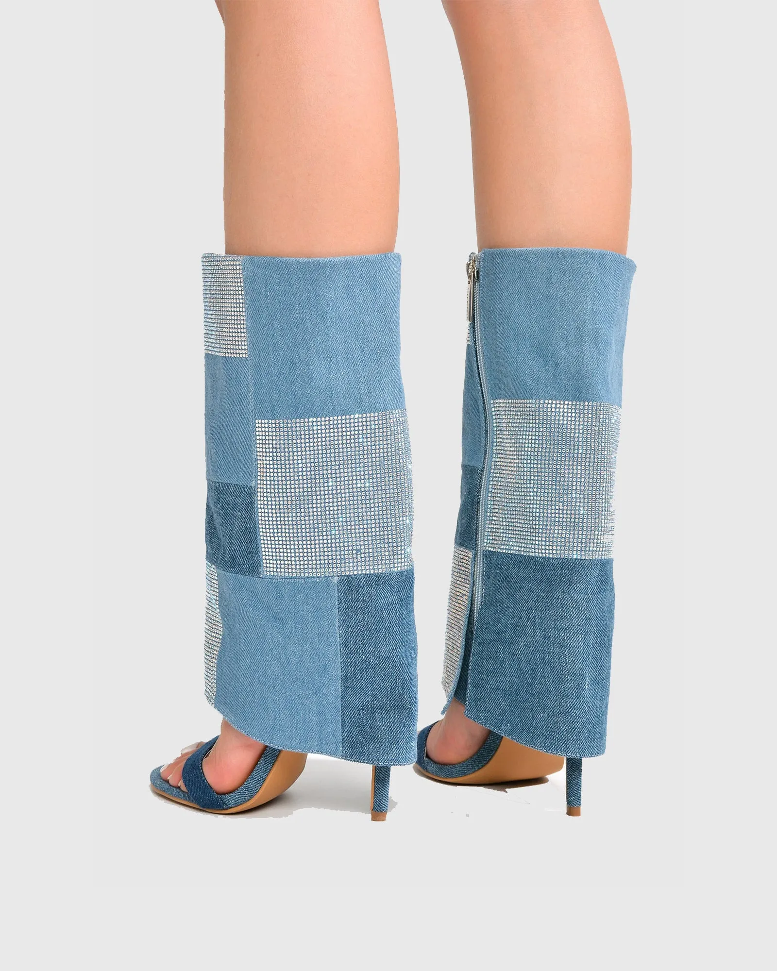Gaetana Rhinestone Splicing Sandals In Blue