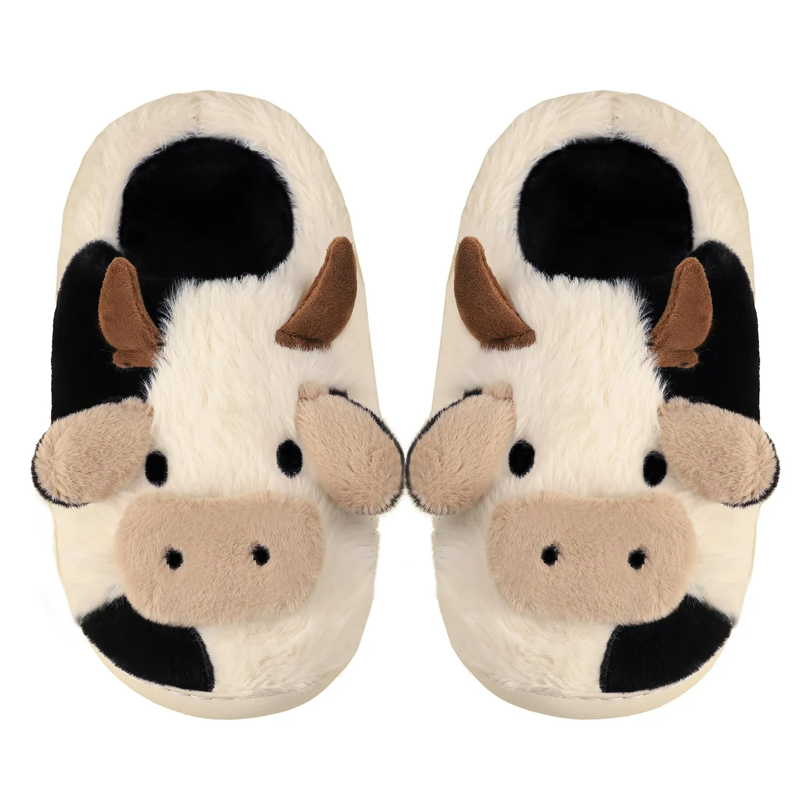 Gaolinci Cartoon Cow Cotton Slippers, Winter Indoor Outdoor Slippers for Women (US 8-9)
