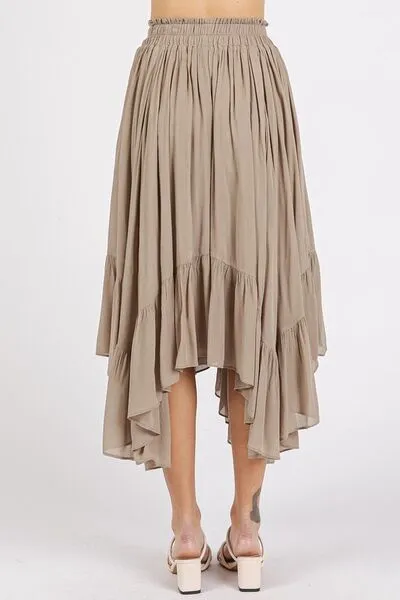 Handkerchief Hem Elastic Waist Pocket Midi Skirt