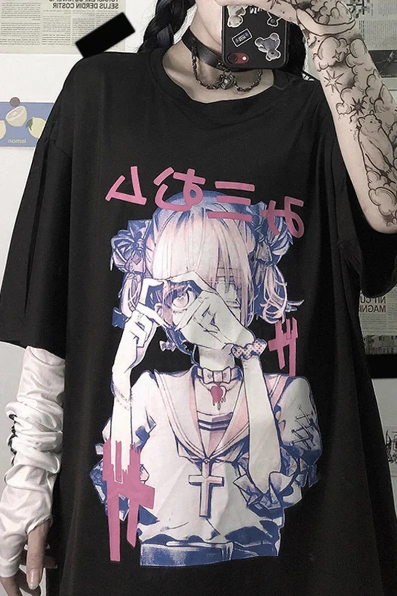 Heart Love Anime Oversized Tee From Kawaii Stop