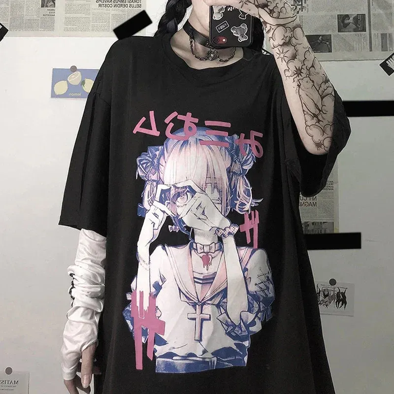 Heart Love Anime Oversized Tee From Kawaii Stop