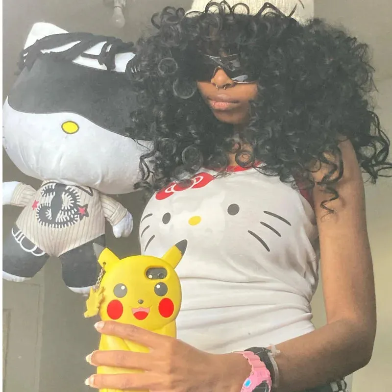 Hello Kitty Y2K Tank Top - White Anime Cartoon Baby Tee From Kawaii Stop