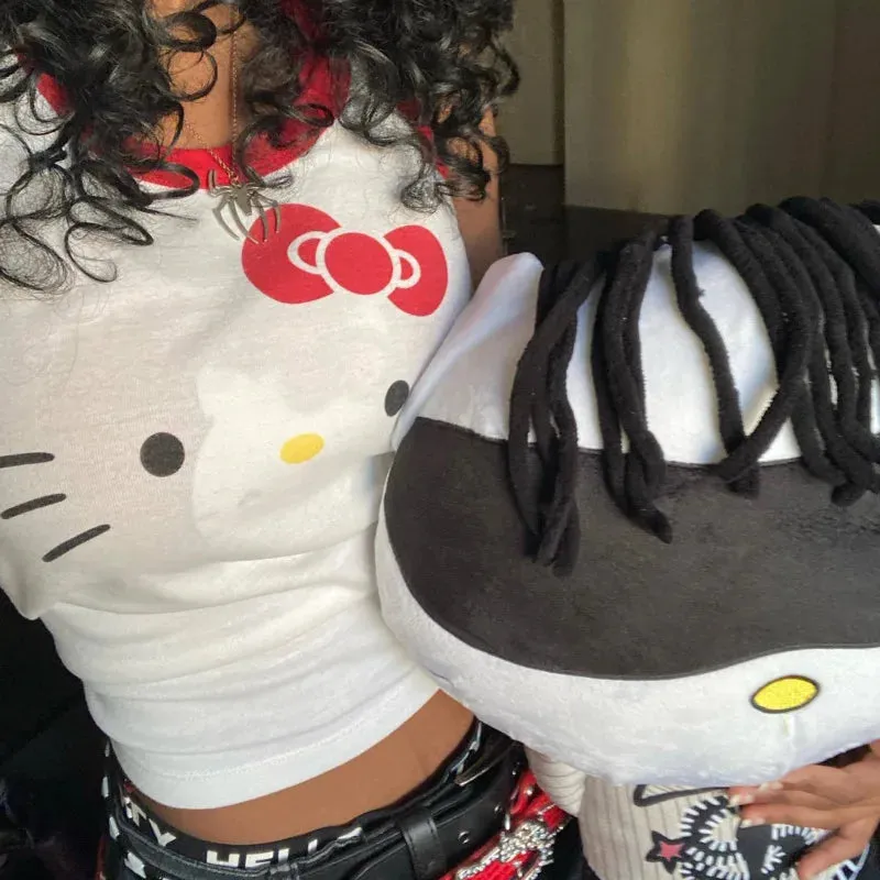 Hello Kitty Y2K Tank Top - White Anime Cartoon Baby Tee From Kawaii Stop