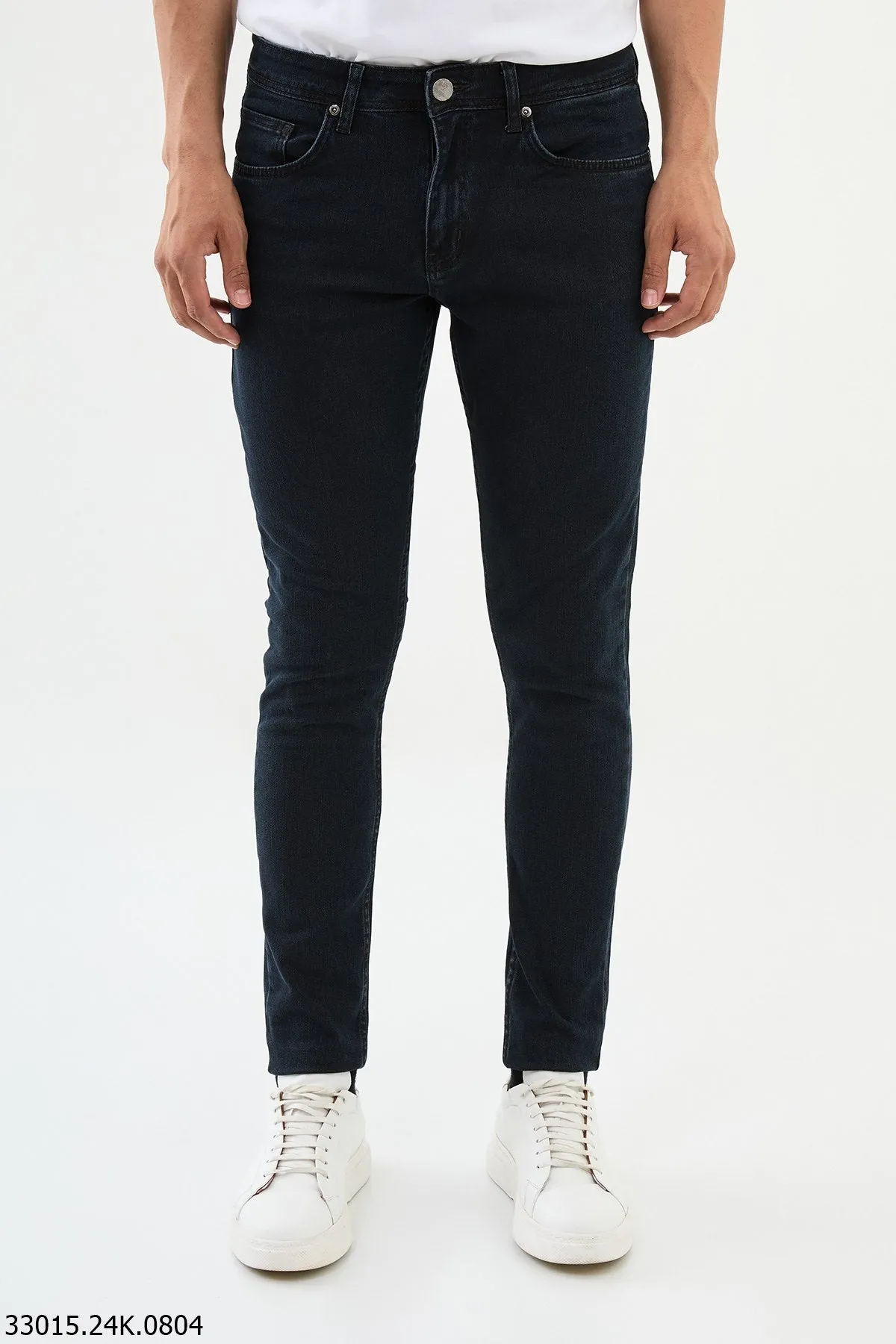 HolloMen Dark Blue Slim-Fit Denim Jeans.