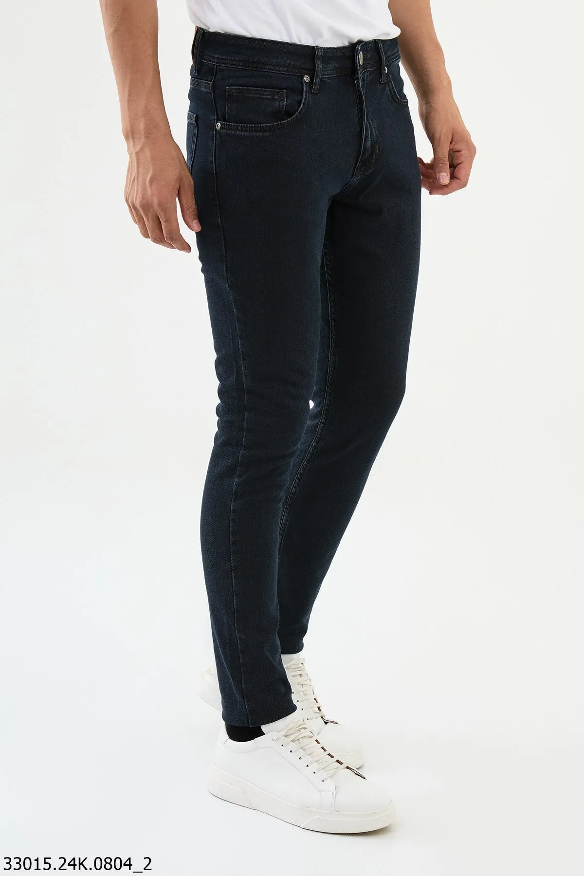 HolloMen Dark Blue Slim-Fit Denim Jeans.