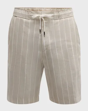Hugo Boss Mens Classic fit Drawstring Shorts 38 / 9 Beige White Striped