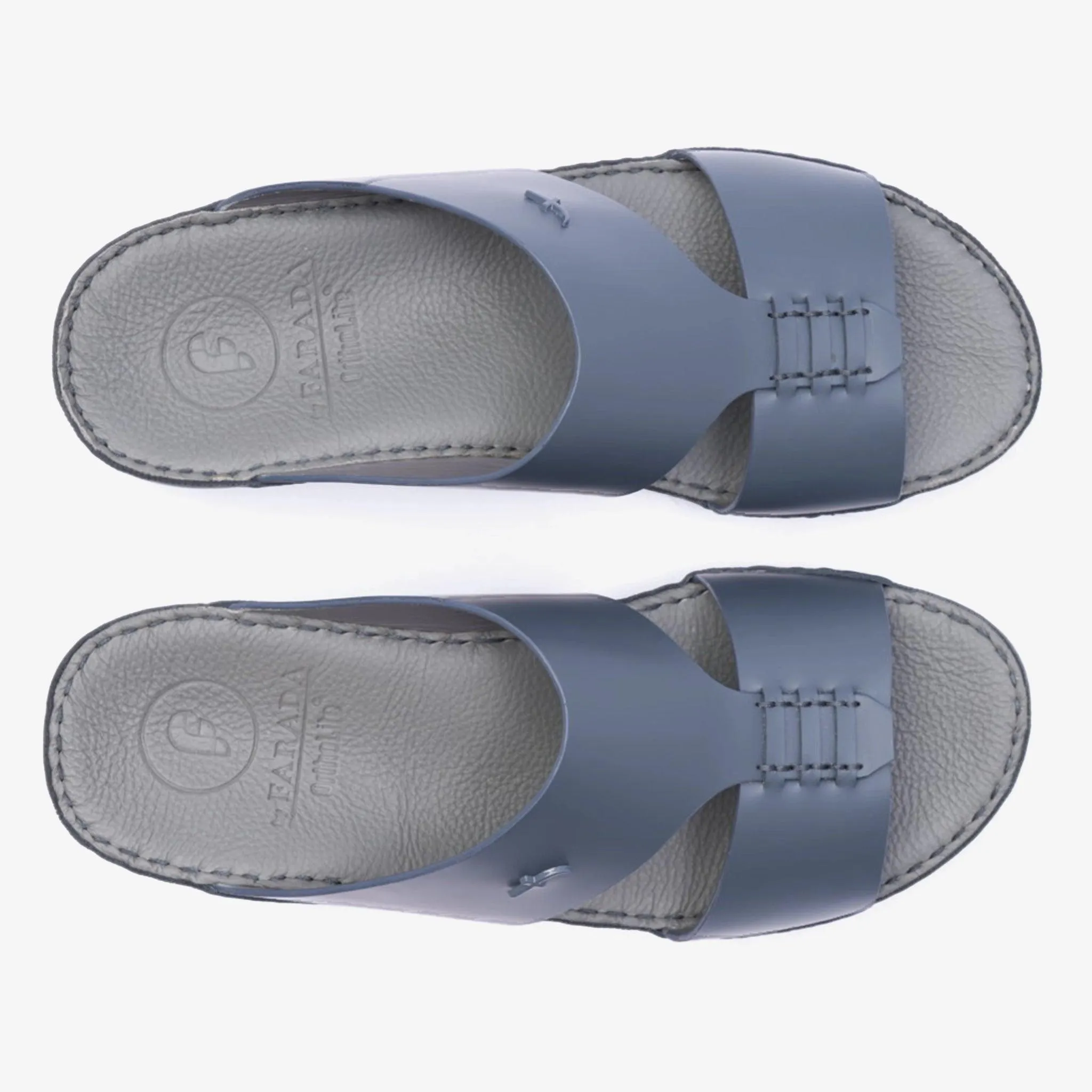 ITALIAN MATT ARABIC LEATHER HANDSTITCHED METALFREE SANDAL NAVY