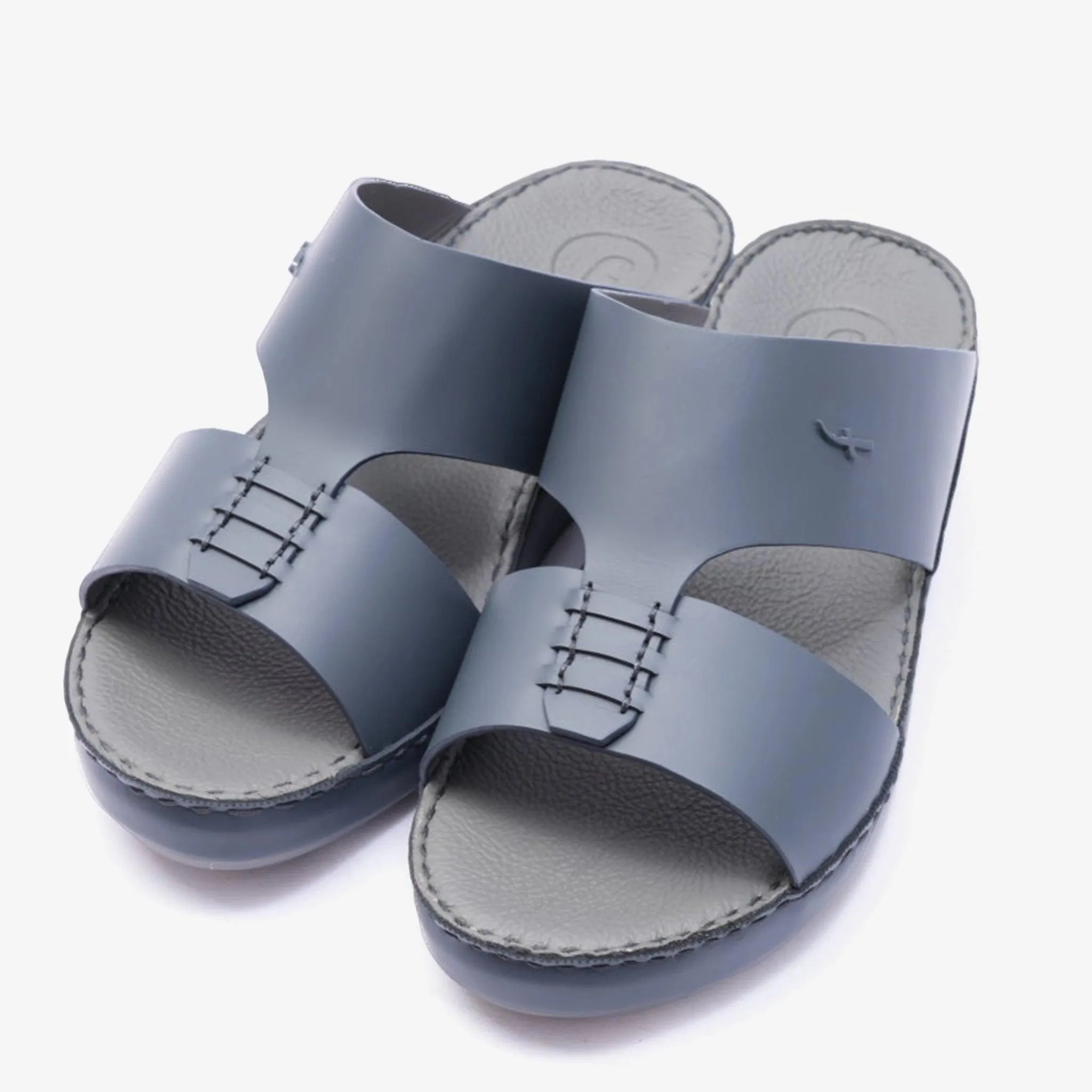 ITALIAN MATT ARABIC LEATHER HANDSTITCHED METALFREE SANDAL NAVY