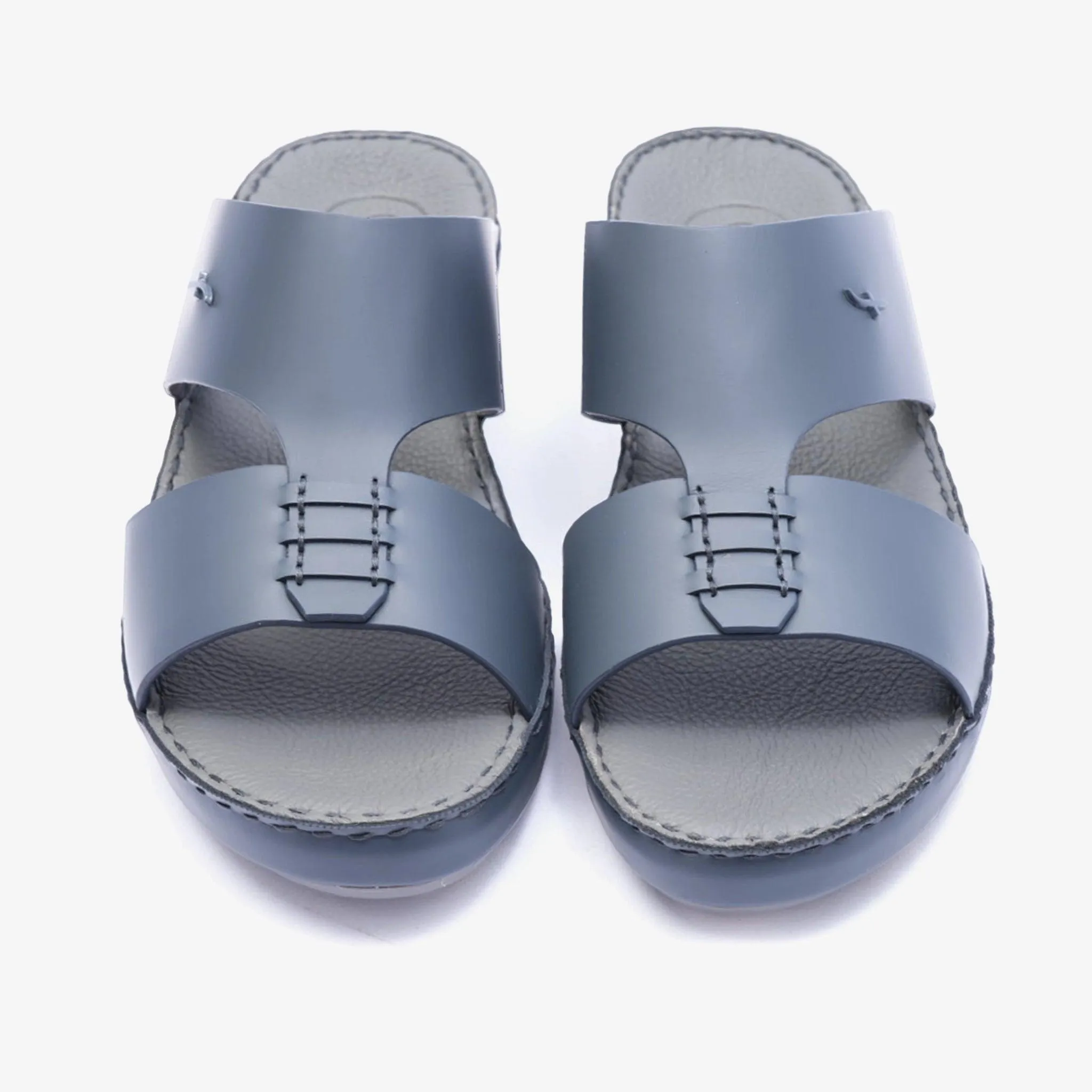 ITALIAN MATT ARABIC LEATHER HANDSTITCHED METALFREE SANDAL NAVY