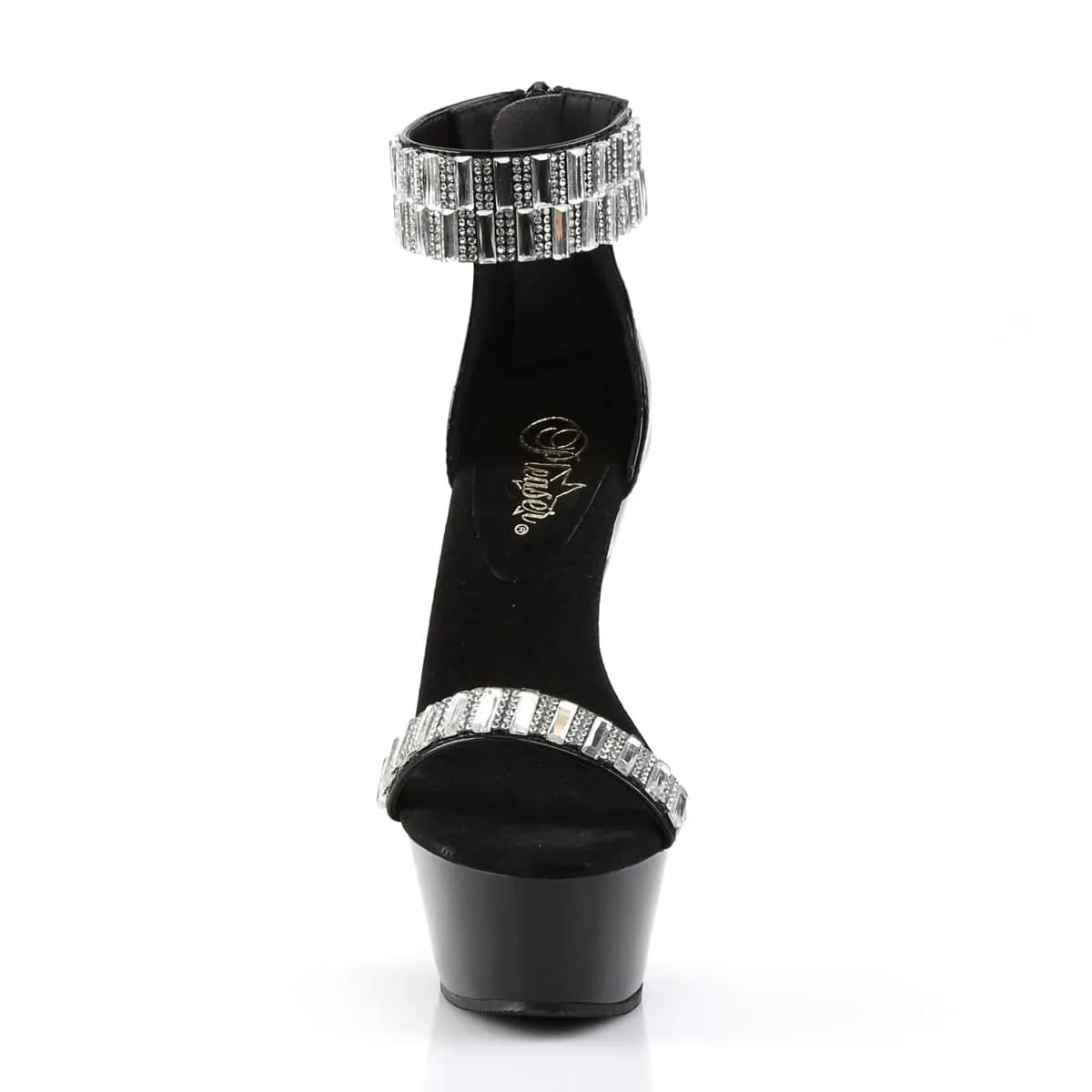 KISS-269RS Black Rhinestone Platform Sandals
