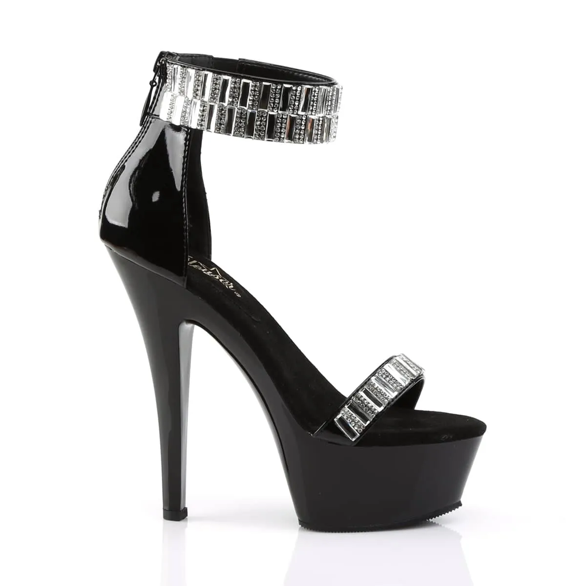 KISS-269RS Black Rhinestone Platform Sandals