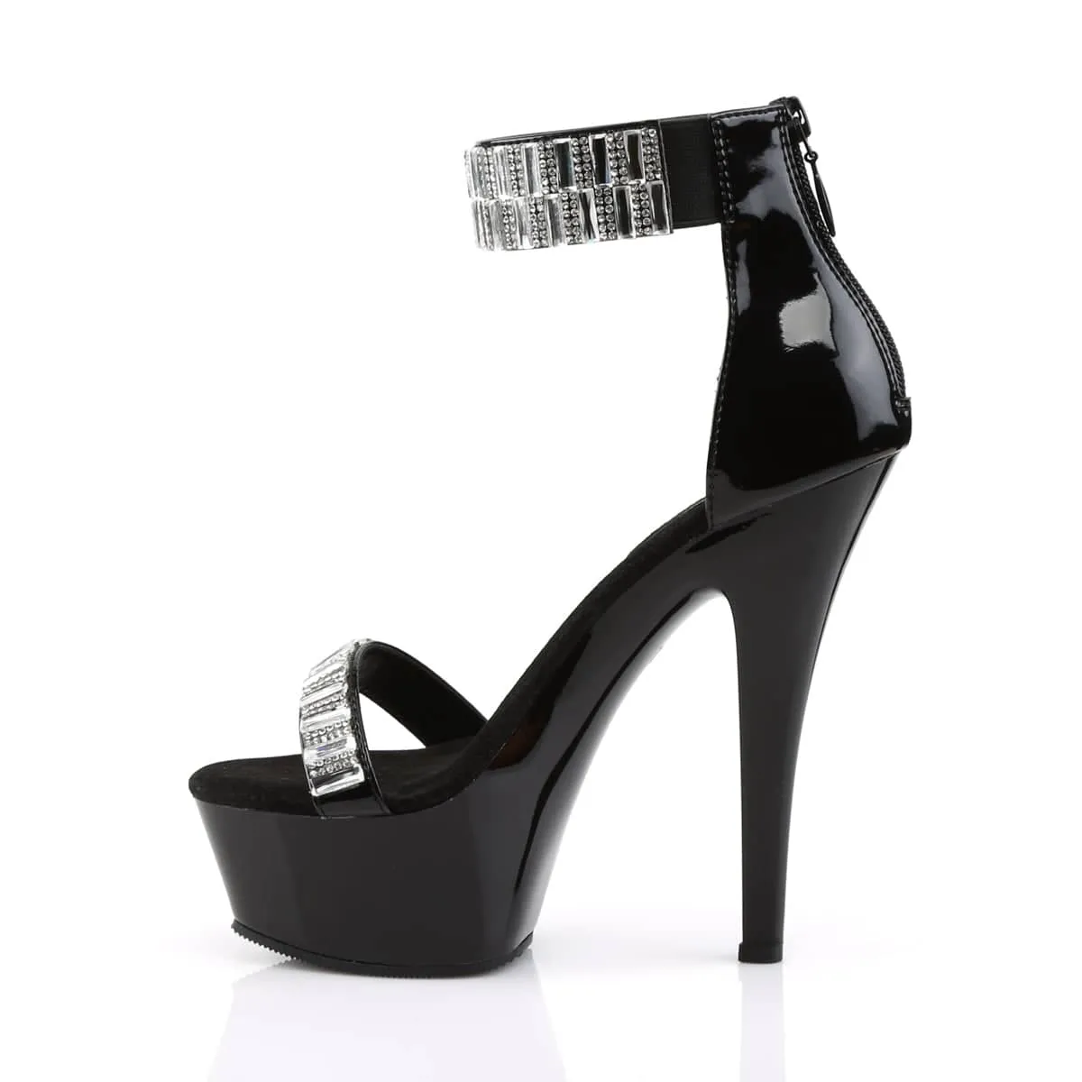 KISS-269RS Black Rhinestone Platform Sandals