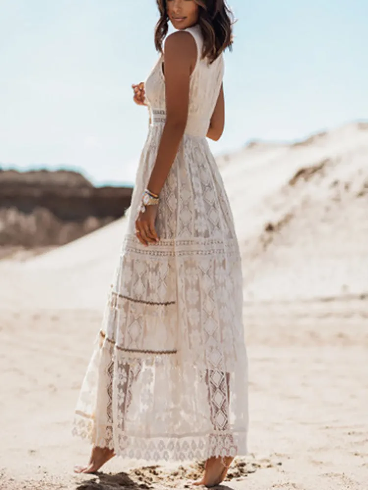 Liza - Boho Maxi Jurk Met Luchtige Stof En Speelse Print