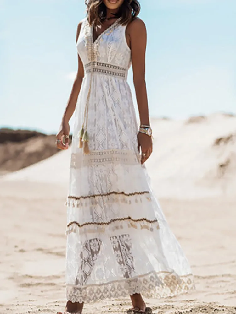 Liza - Boho Maxi Jurk Met Luchtige Stof En Speelse Print
