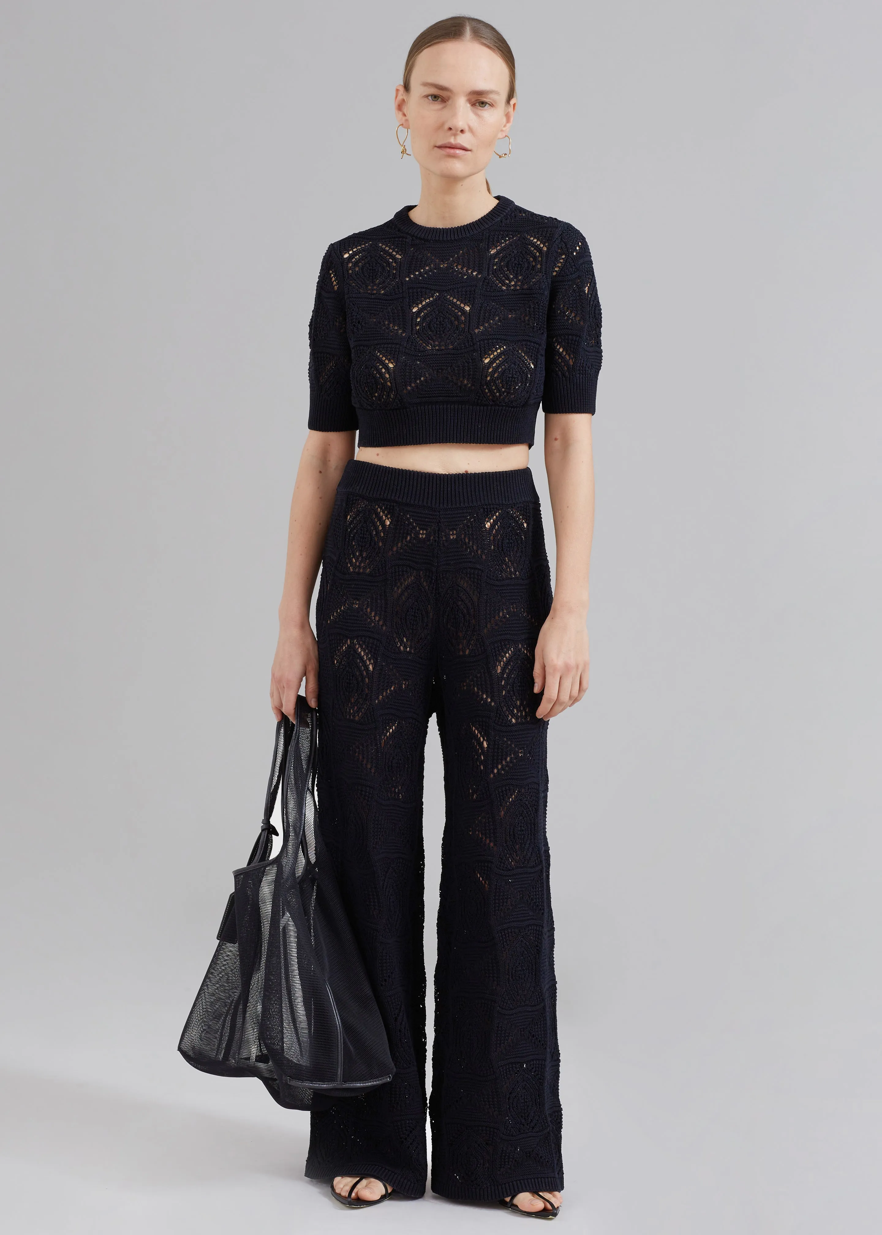 Loulou Studio Alma Crochet Pants - Black
