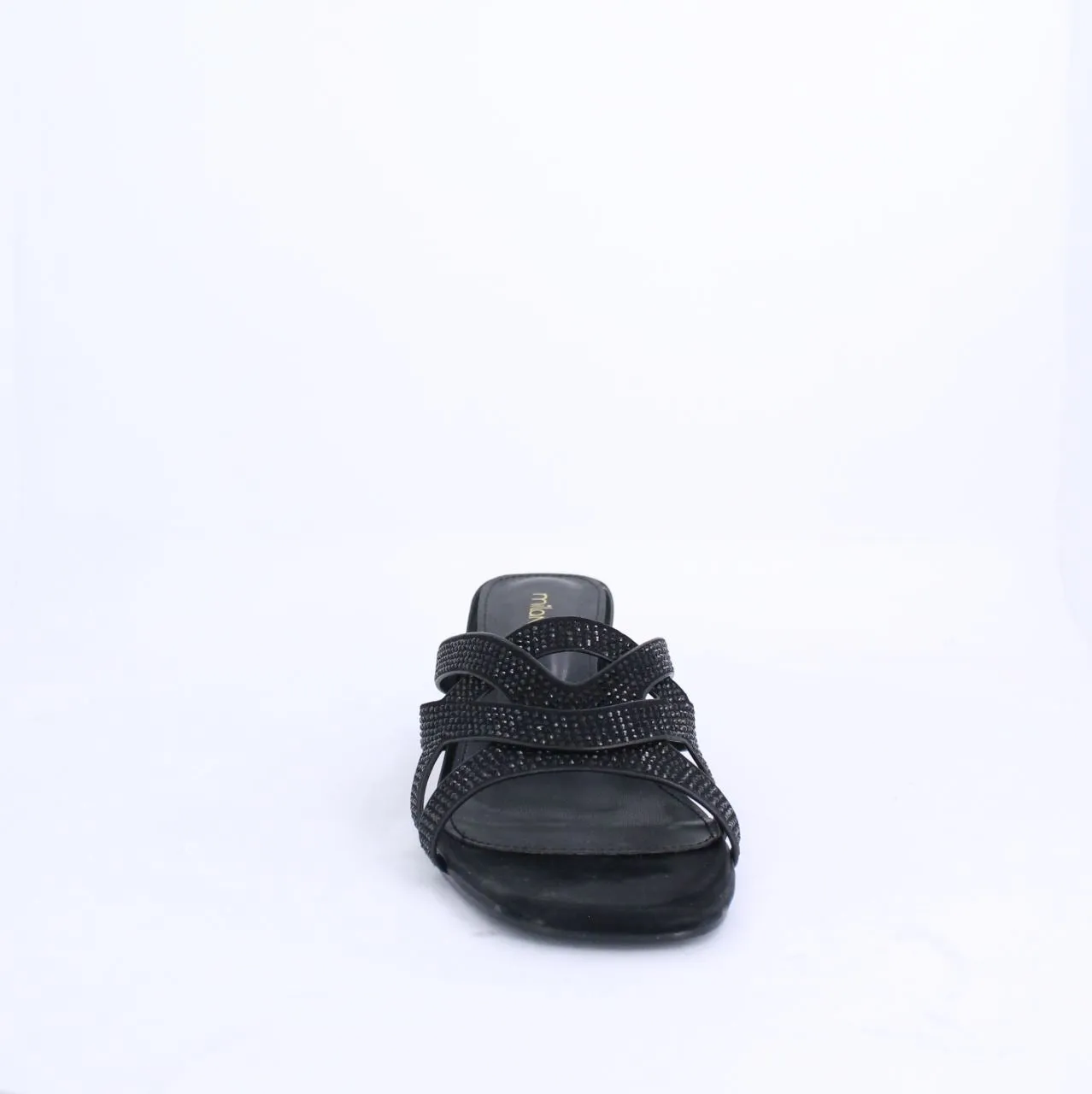 MARYAN SHIMMER-Slides-Heels-BLACK