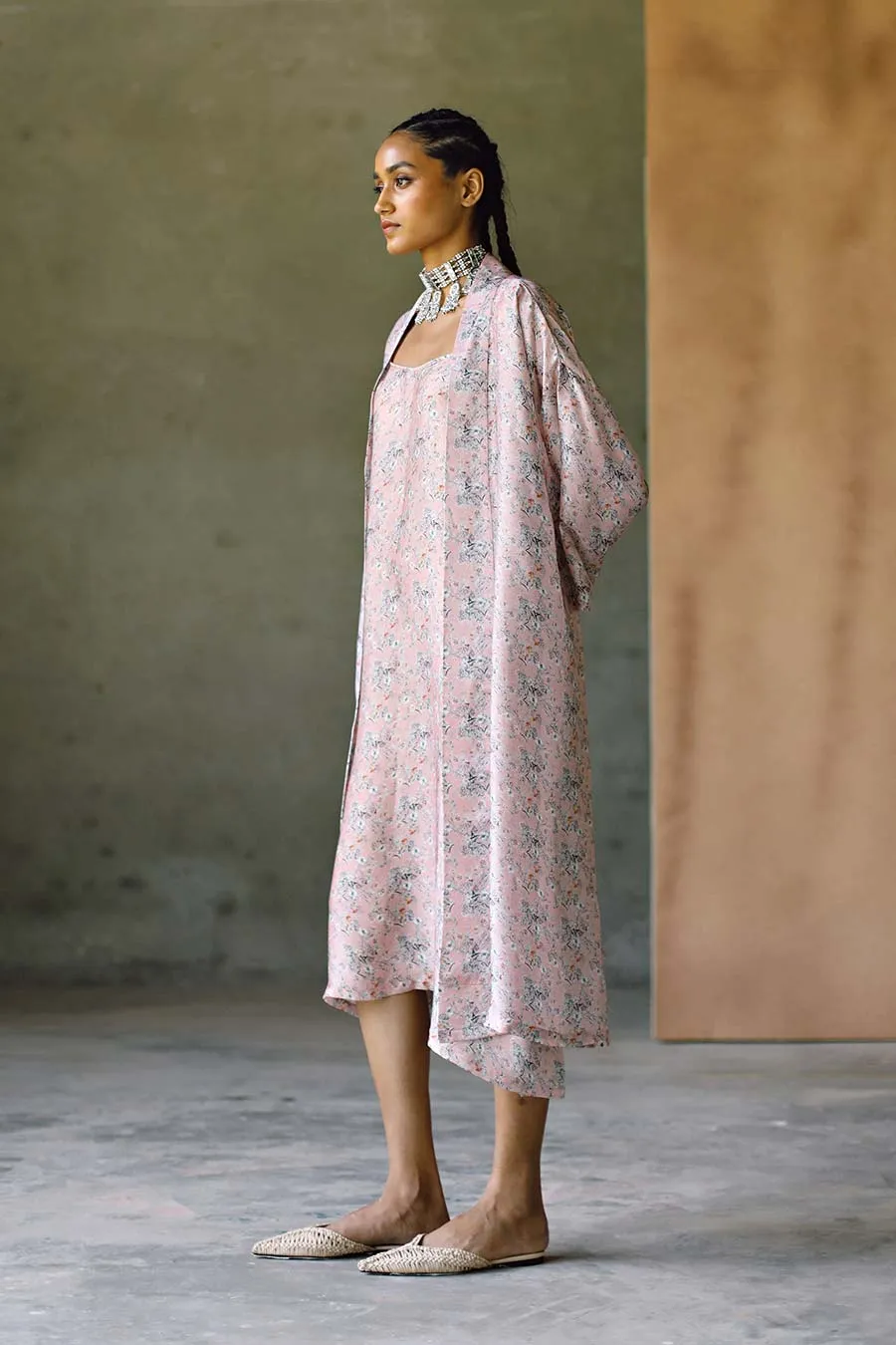 Melon Slip Dress & Cape Set