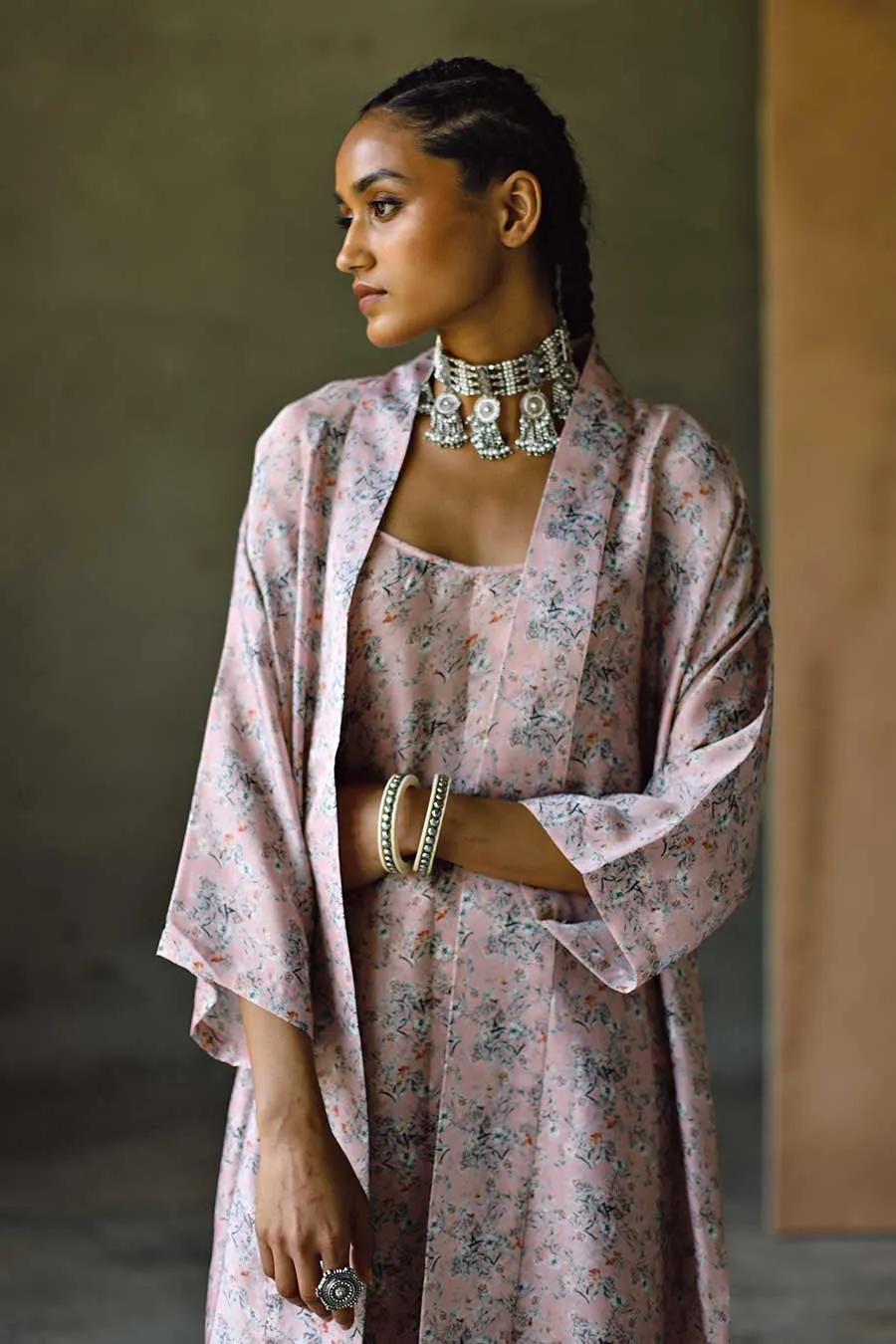 Melon Slip Dress & Cape Set