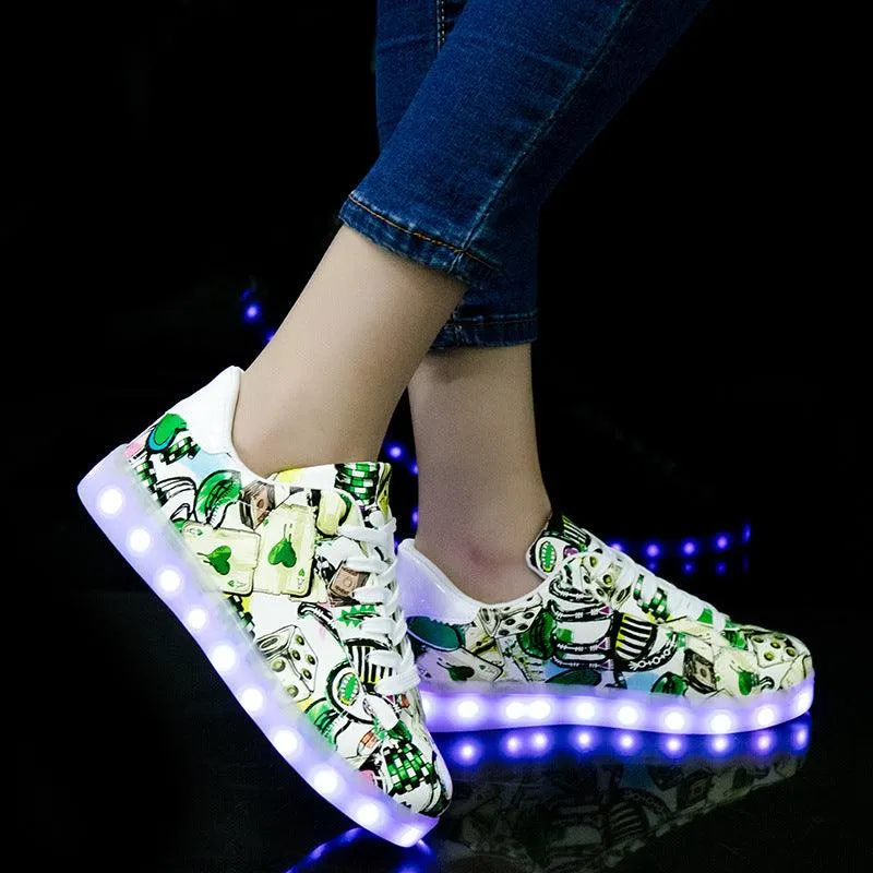 Men and women light shoes couple fluorescent shoes