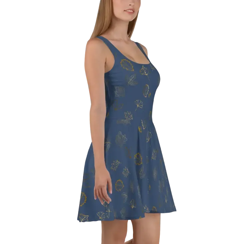 Navy Blue Skater Dress Flared Skirt Showstopper