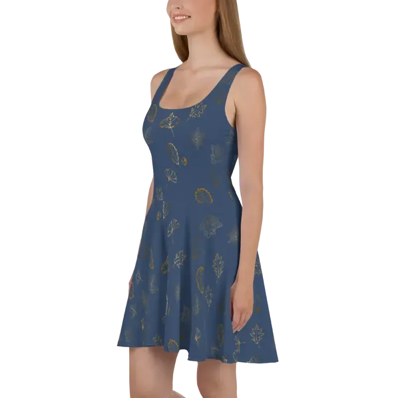 Navy Blue Skater Dress Flared Skirt Showstopper