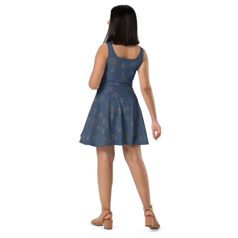 Navy Blue Skater Dress Flared Skirt Showstopper