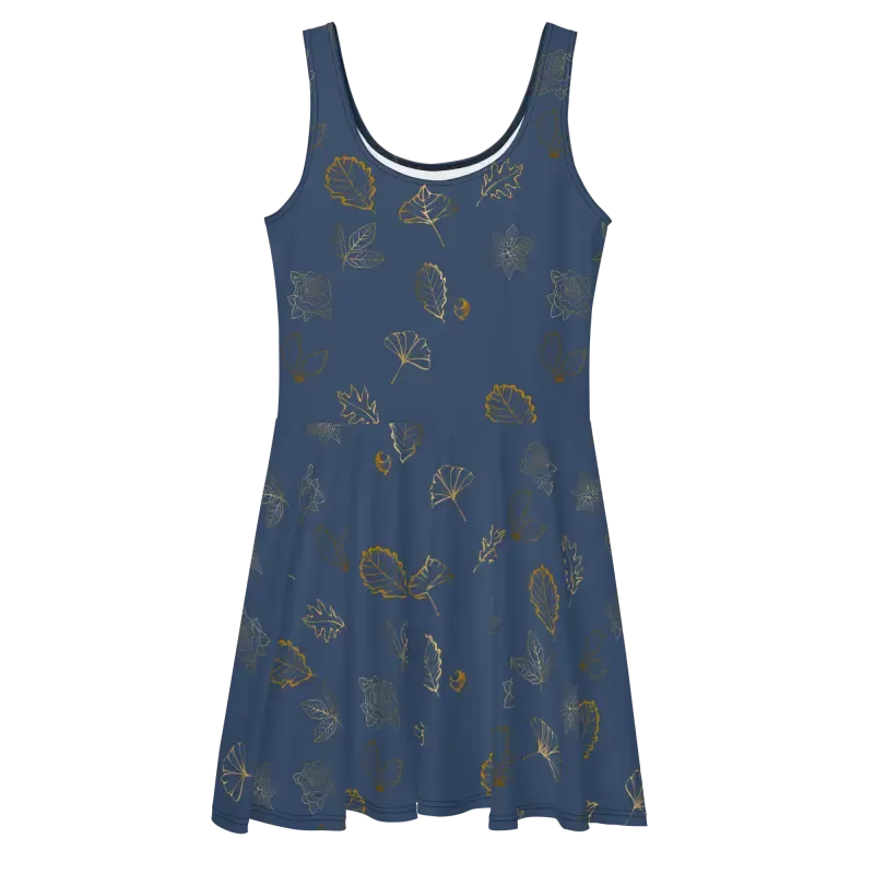 Navy Blue Skater Dress Flared Skirt Showstopper