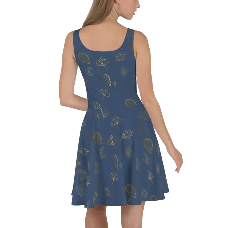 Navy Blue Skater Dress Flared Skirt Showstopper
