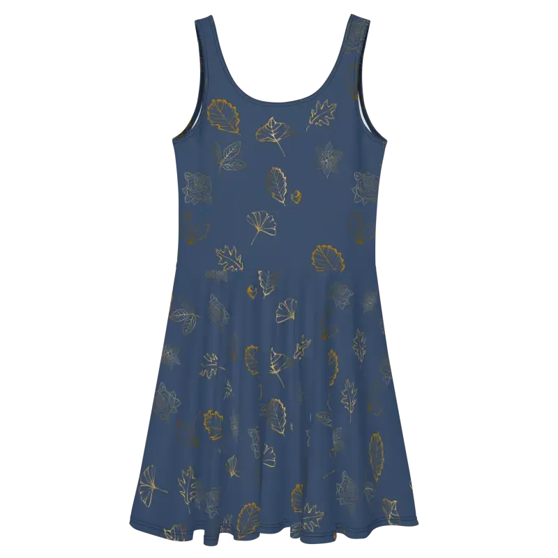 Navy Blue Skater Dress Flared Skirt Showstopper