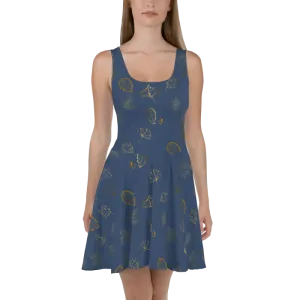 Navy Blue Skater Dress Flared Skirt Showstopper