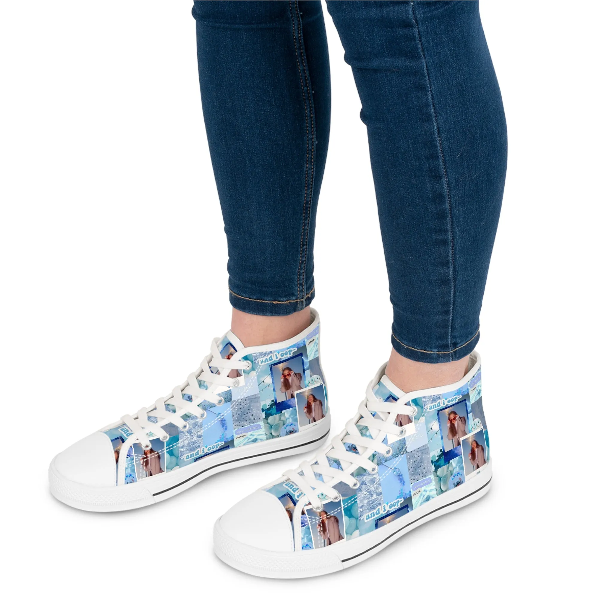 Olivia Rodrigo Light Blue Aesthetic Collage Women's High Top Sneakers