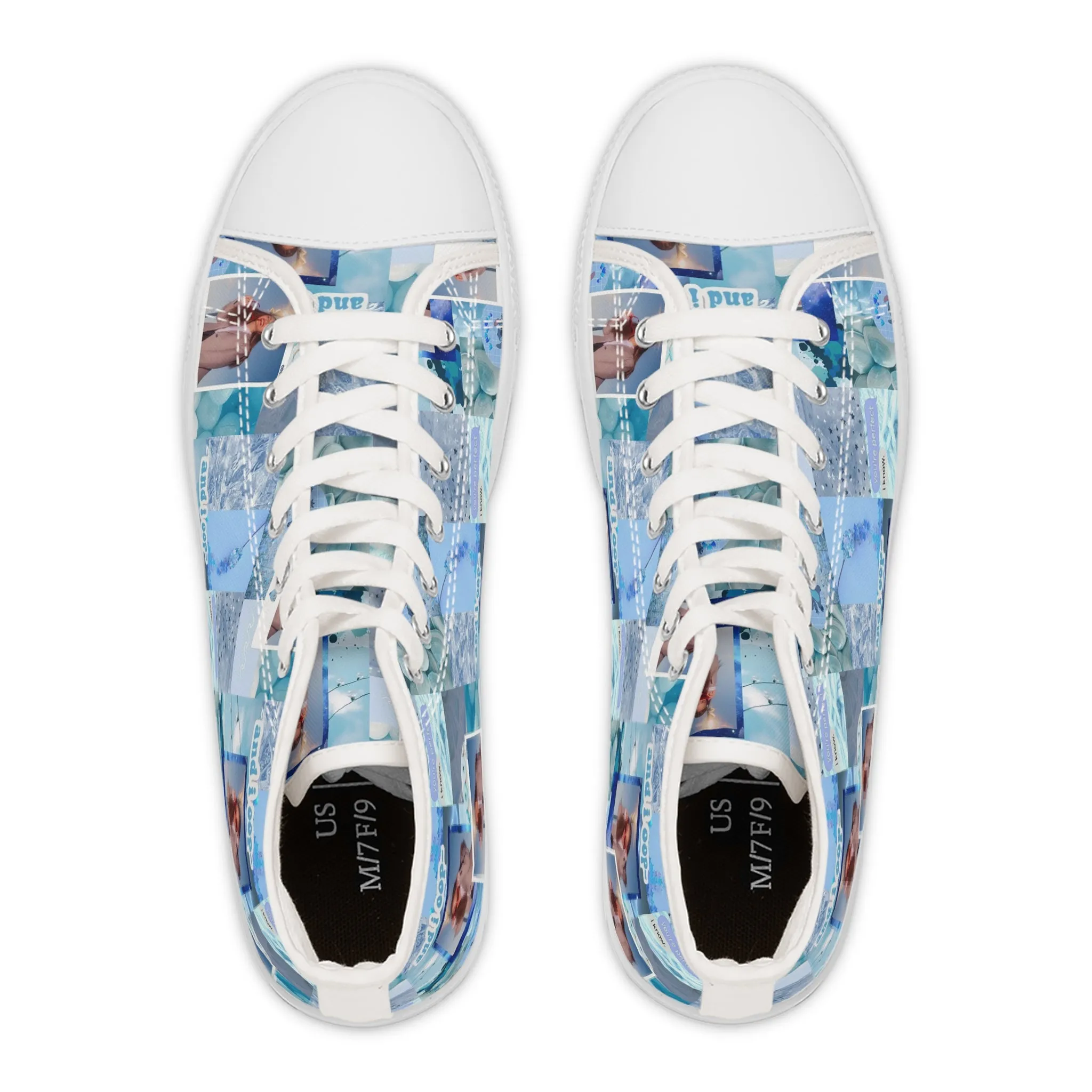 Olivia Rodrigo Light Blue Aesthetic Collage Women's High Top Sneakers