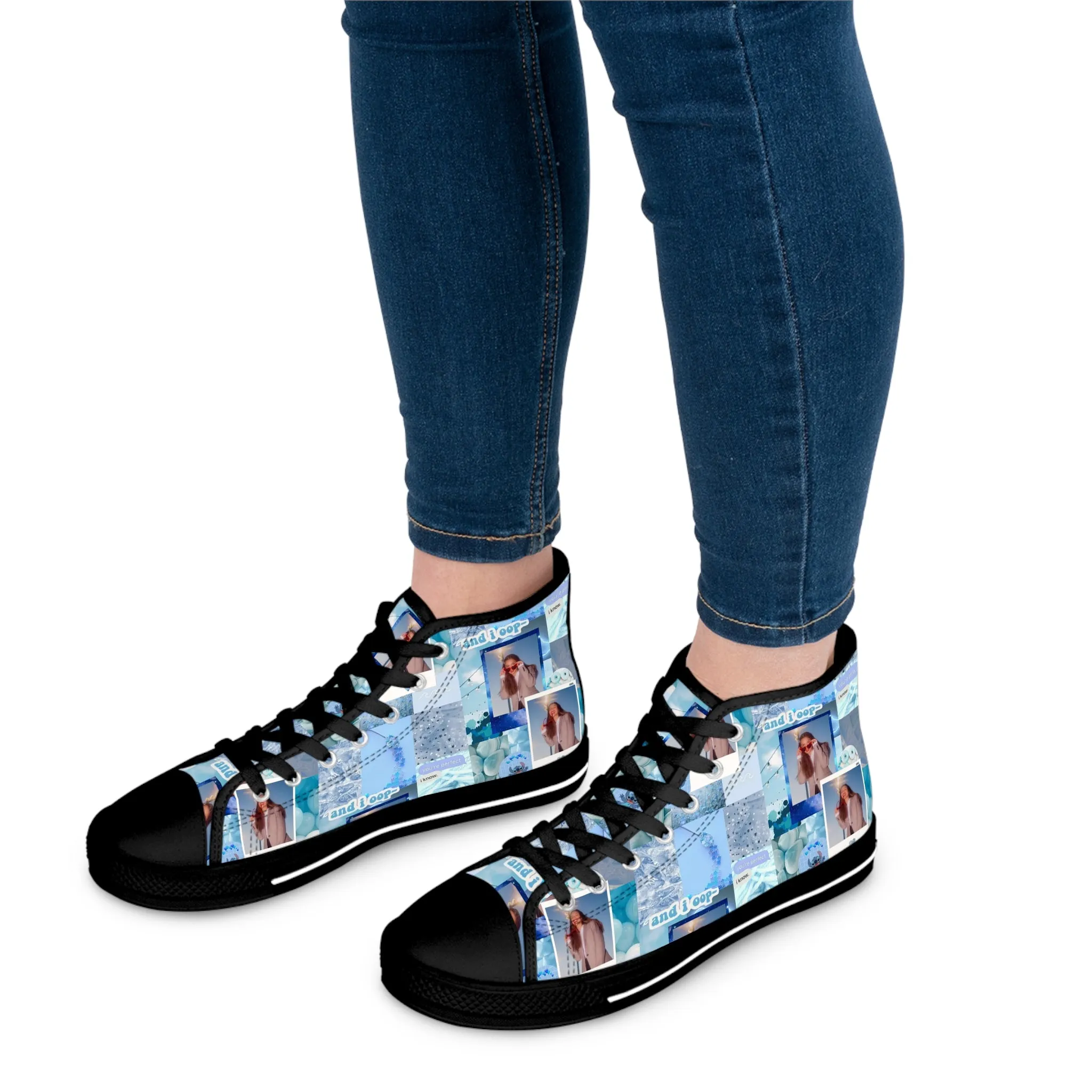 Olivia Rodrigo Light Blue Aesthetic Collage Women's High Top Sneakers