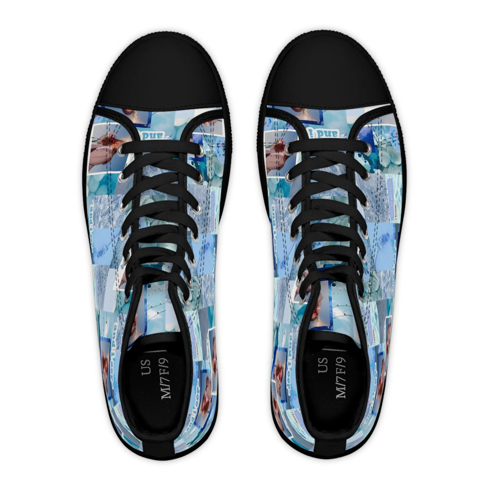 Olivia Rodrigo Light Blue Aesthetic Collage Women's High Top Sneakers
