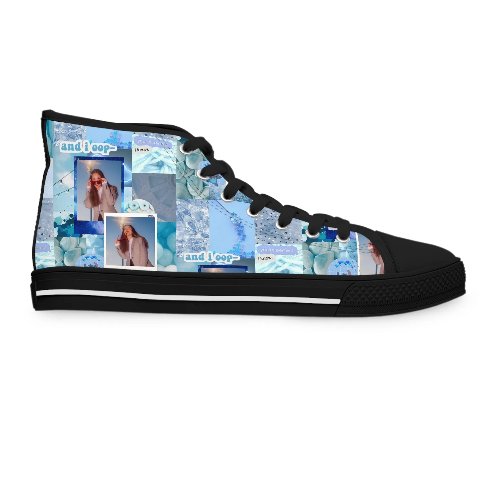 Olivia Rodrigo Light Blue Aesthetic Collage Women's High Top Sneakers