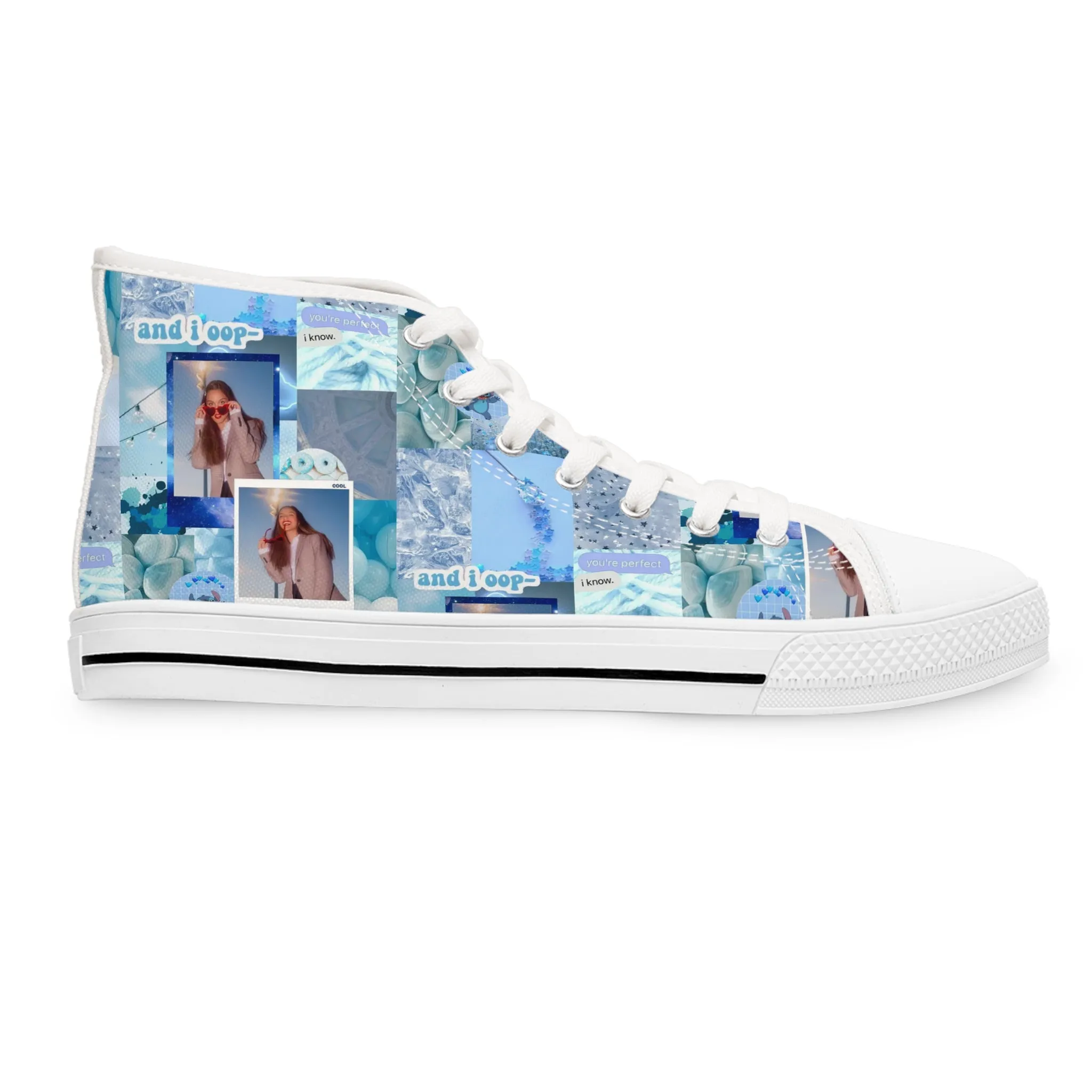 Olivia Rodrigo Light Blue Aesthetic Collage Women's High Top Sneakers