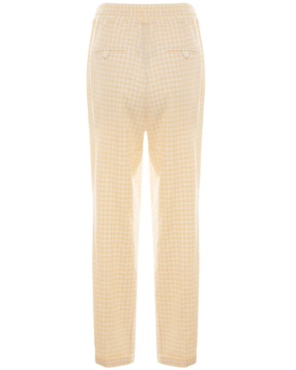 Pale Yellow Gingham Cuffed Trouser