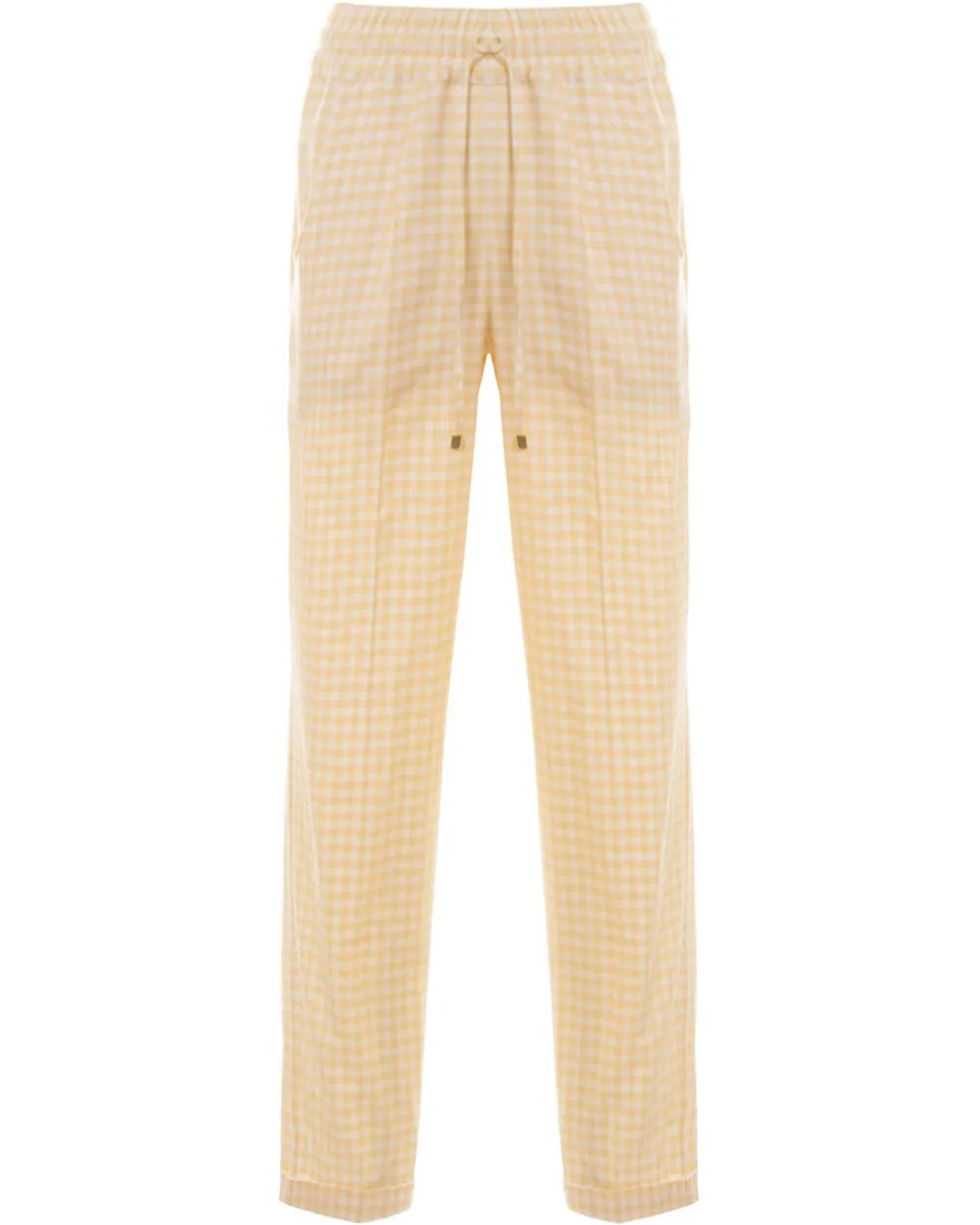 Pale Yellow Gingham Cuffed Trouser