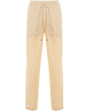 Pale Yellow Gingham Cuffed Trouser