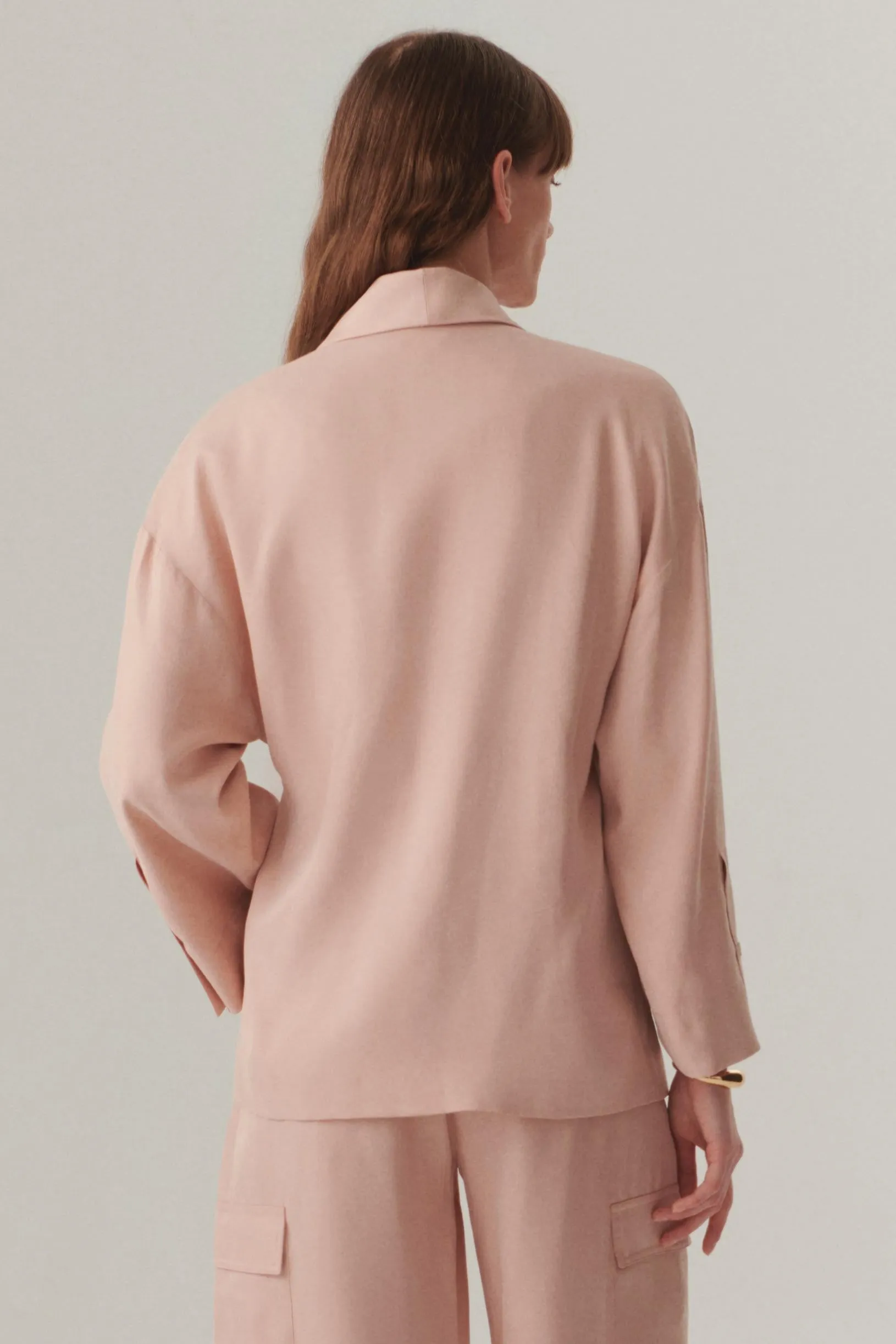 Pink Soft Tencel Wrap Jacket