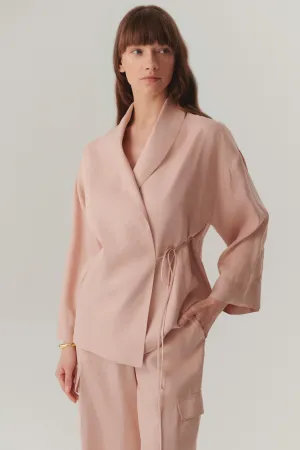 Pink Soft Tencel Wrap Jacket
