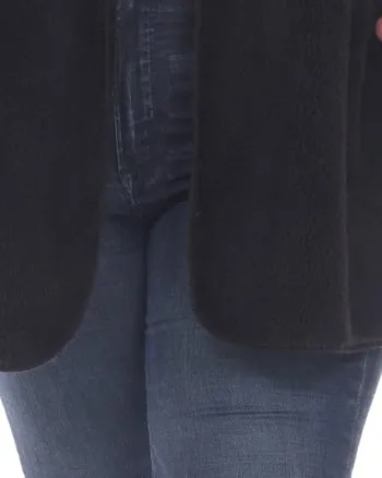 Plush Hooded Cardigan with Pockets | Black