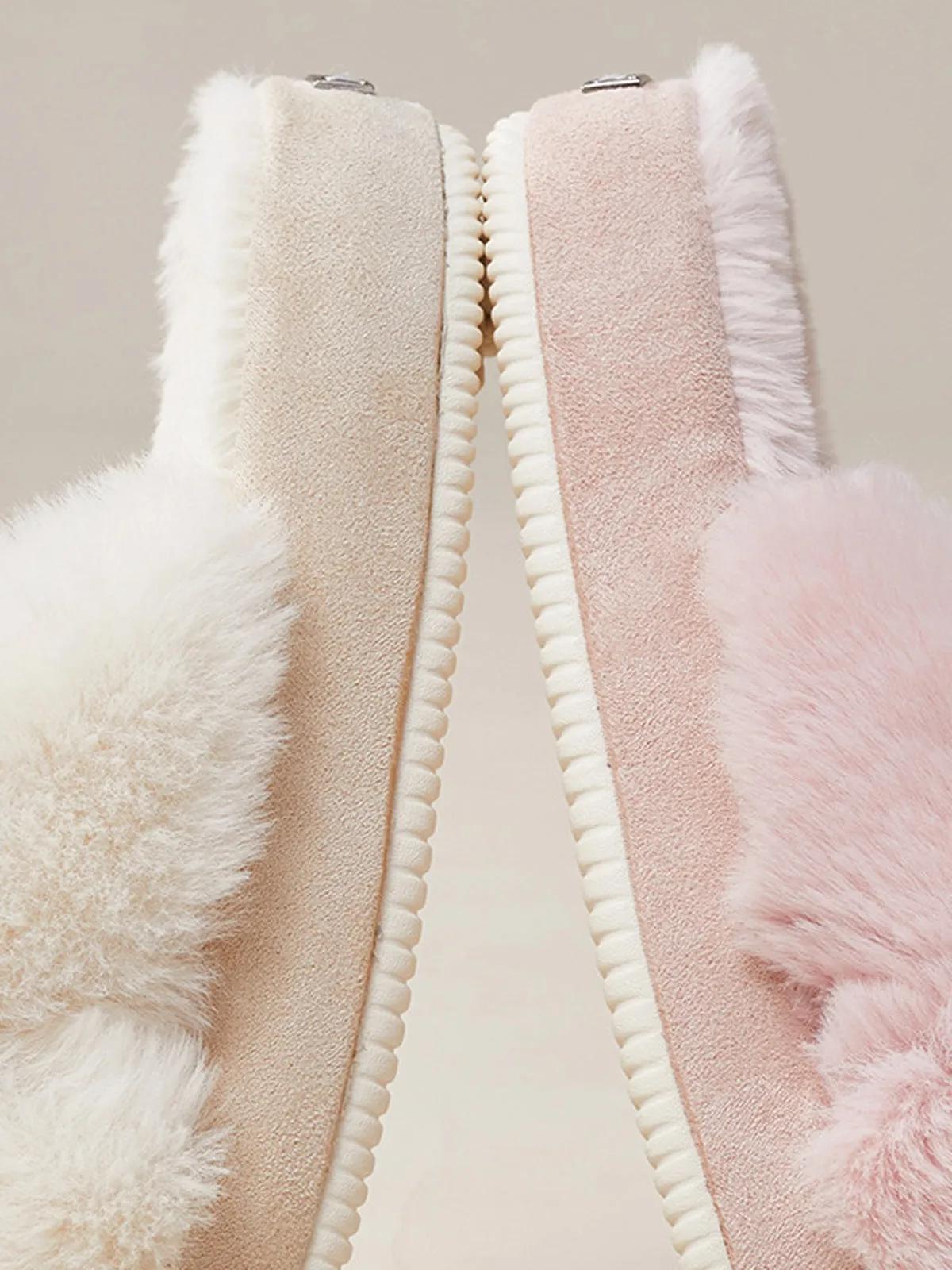 Plush Soft-soled Slippers - Pink