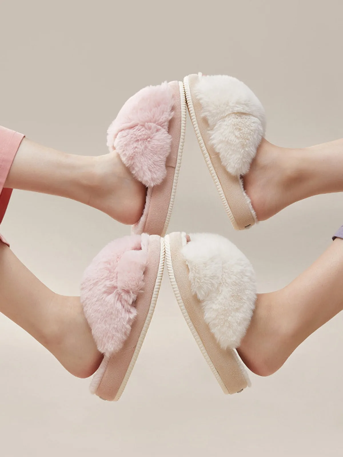 Plush Soft-soled Slippers - Pink