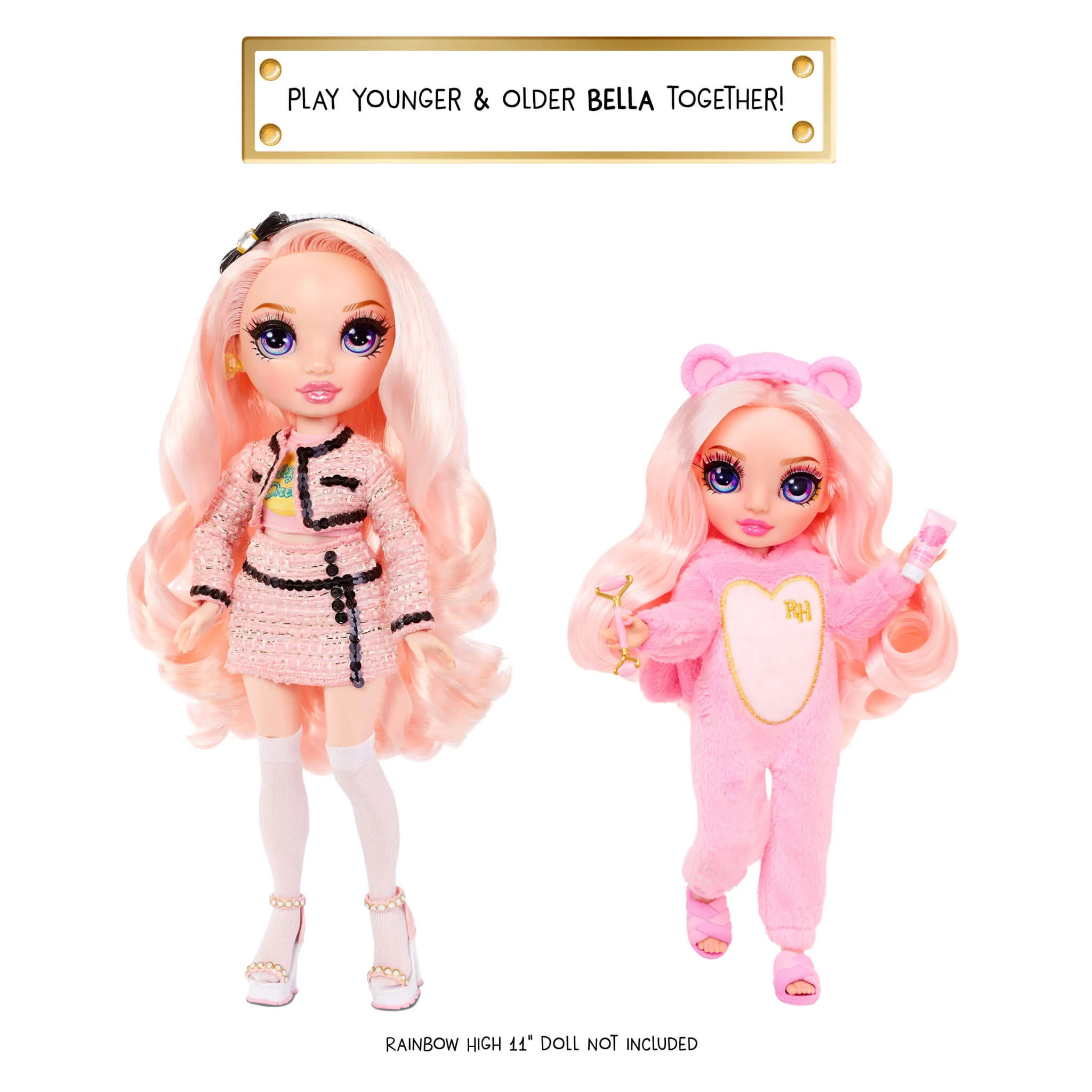 Rainbow High Jr High PJ Party Bella (Pink) 9” Posable Doll in a Soft Onesie