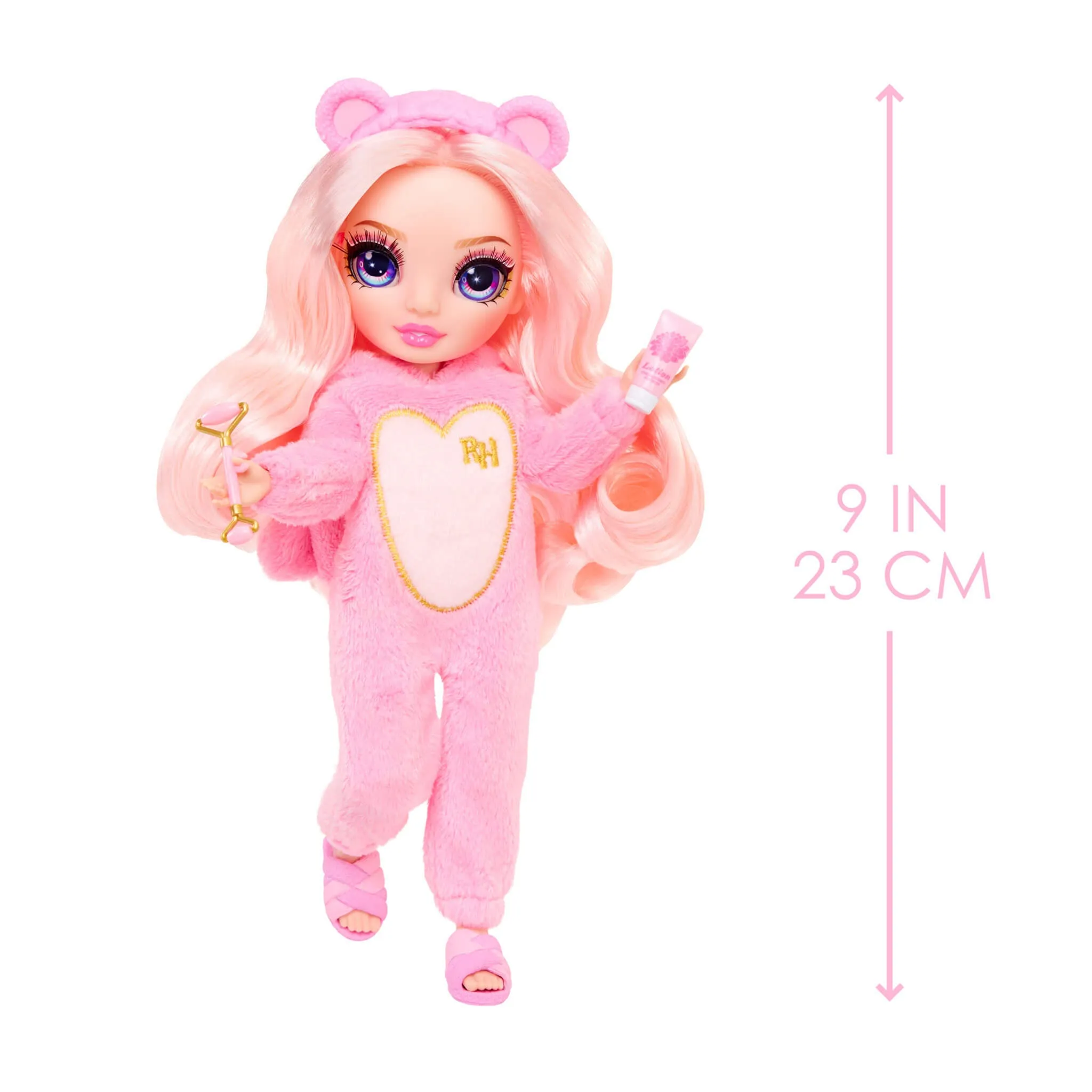 Rainbow High Jr High PJ Party Bella (Pink) 9” Posable Doll in a Soft Onesie