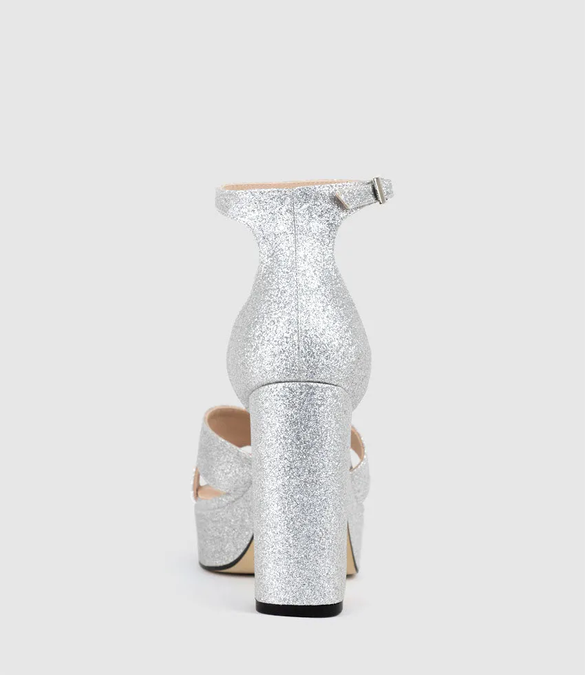 RAINE100 Crossover Platform Sandal in Silver