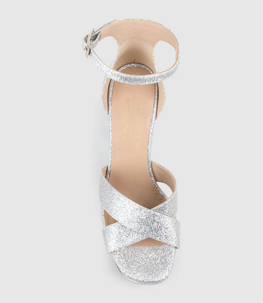 RAINE100 Crossover Platform Sandal in Silver