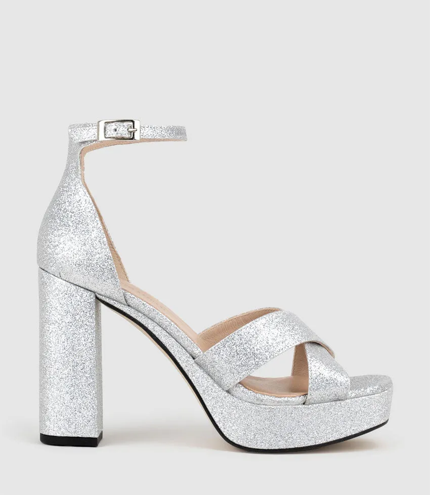 RAINE100 Crossover Platform Sandal in Silver