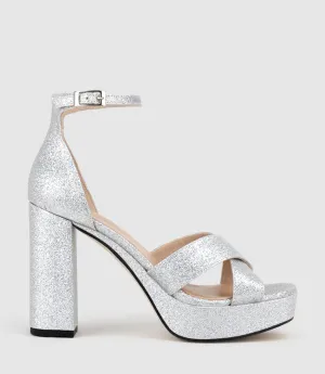 RAINE100 Crossover Platform Sandal in Silver